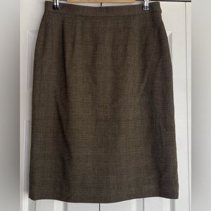 Women's Jones Wear Wool Blend Skirt Knee Length Brown Plaid Side Zip Sz 12